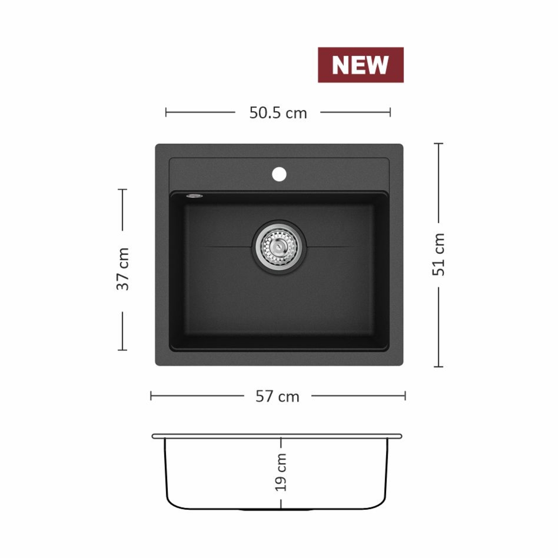 Гранитна Мивка FIORA 570 SI 57/ 51 см