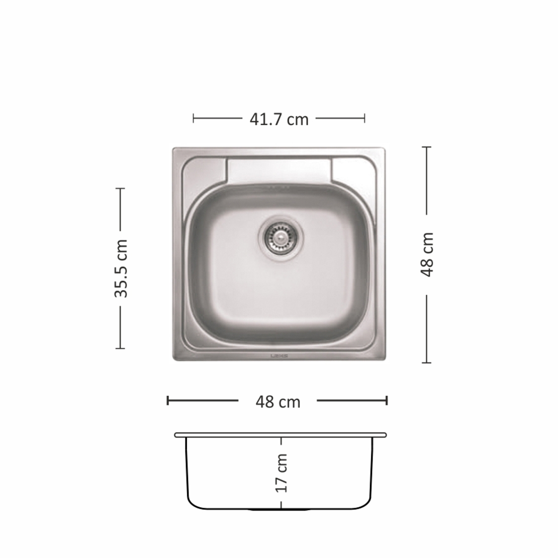 Иноксова Мивка COMPACT 480 SI 48/ 48 см