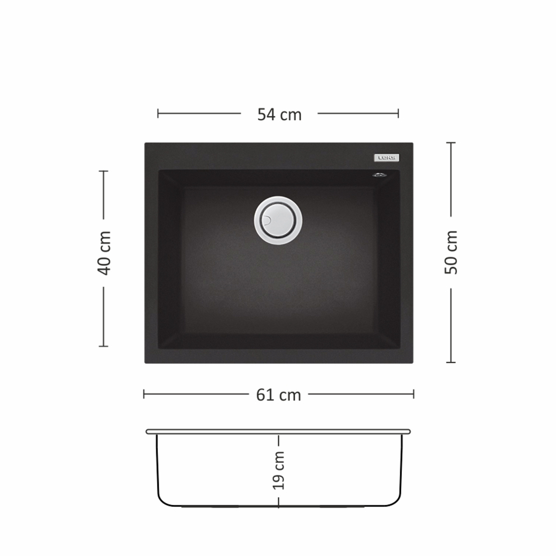 Гранитна Мивка BLOOM PLUS 610 SI 61/ 50 см