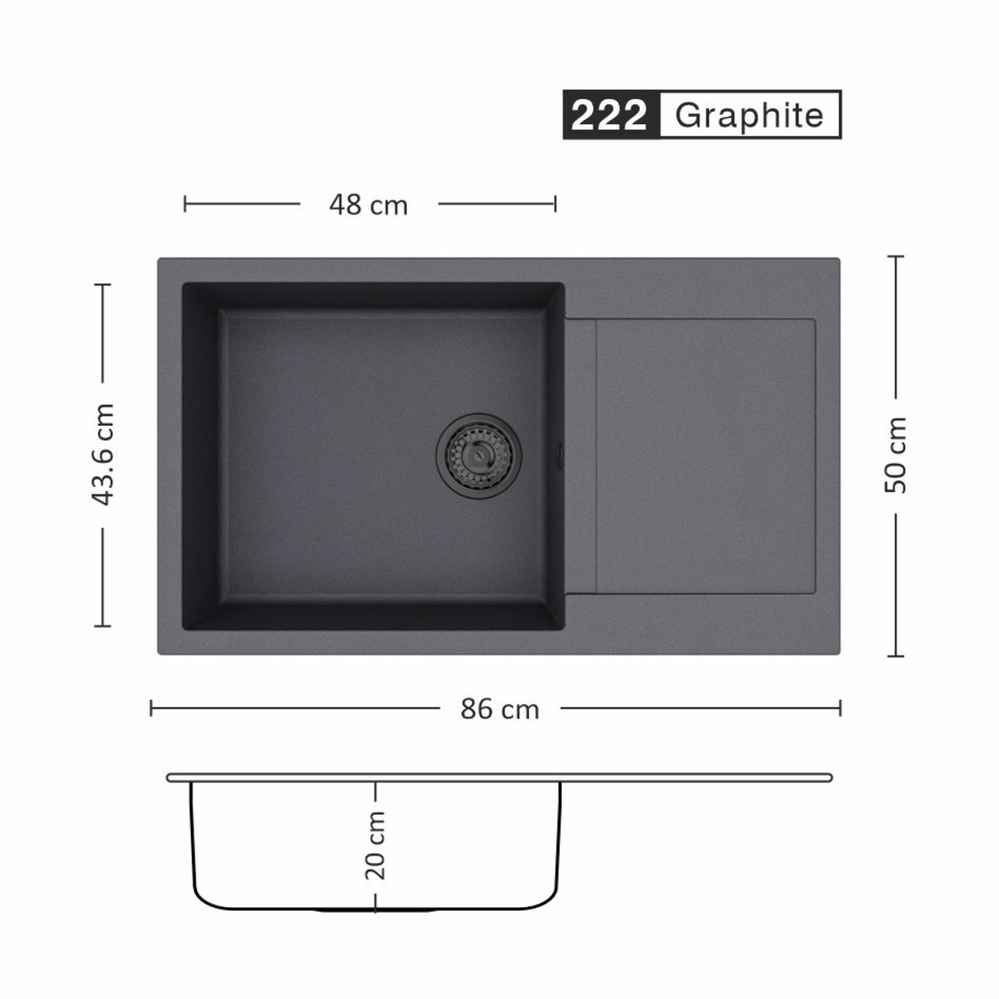 Гранитна Мивка FERETA BB 86.1 SI 86/ 50 см