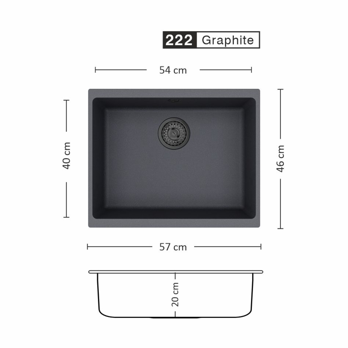 Гранитна Мивка COVER 570 U 57/ 46 см