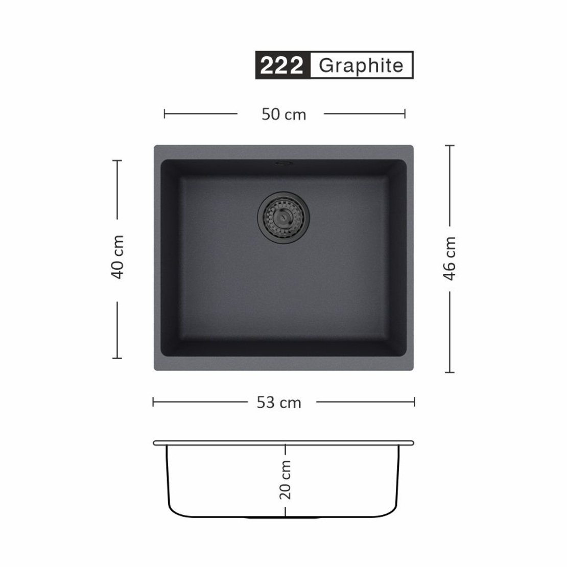 Гранитна Мивка COVER 530 U 53/ 46 см