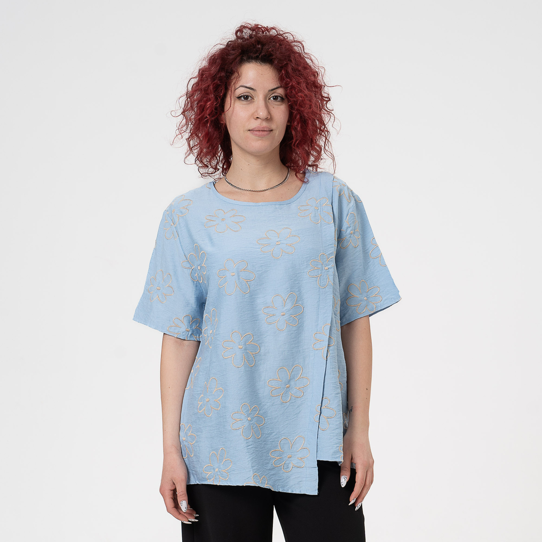 Блуза Големи Размери - 61020 Синя