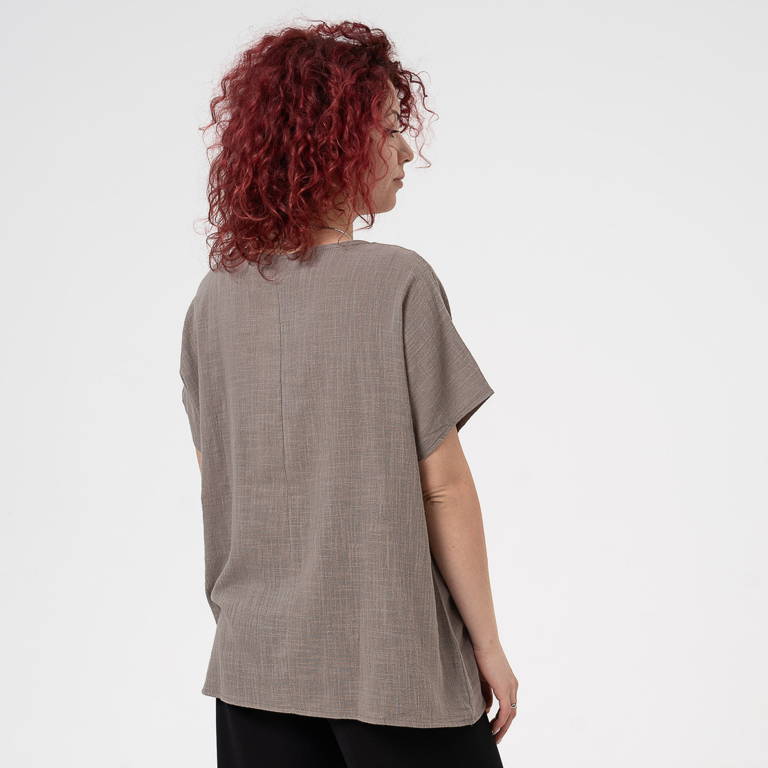 Блуза Големи Размери - 61018 Тъмно бежова