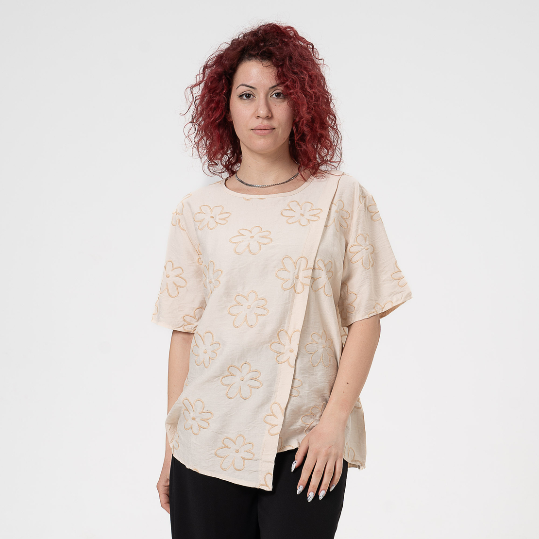 Блуза Големи Размери - 61020 Бежова