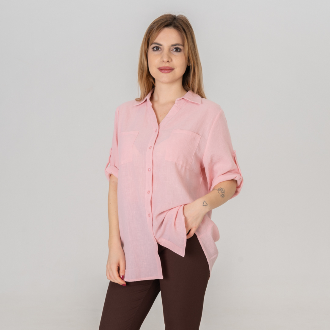 Ленена риза - 165 Розова