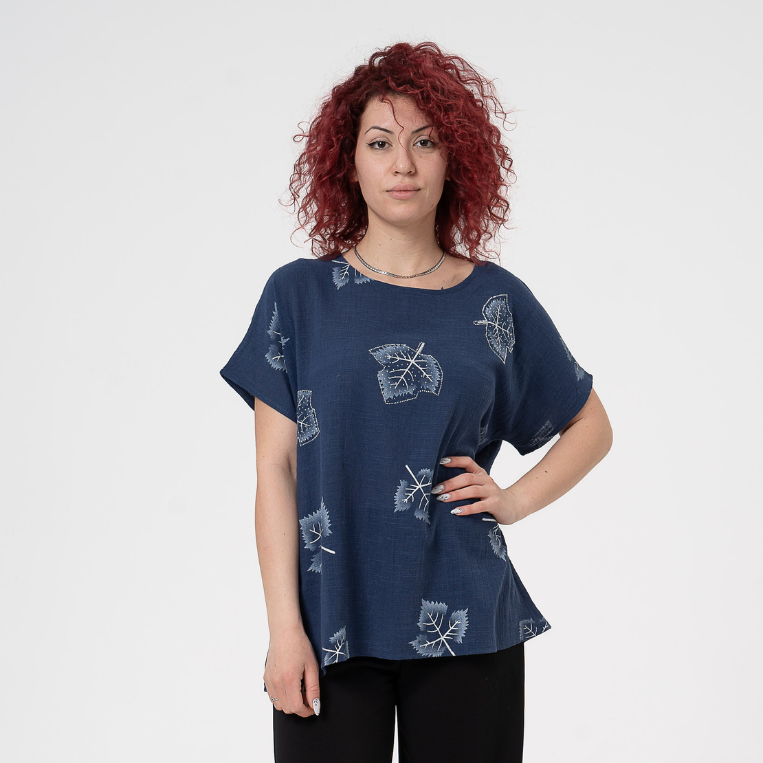 Блуза Големи Размери - 61019 Тъмно синя