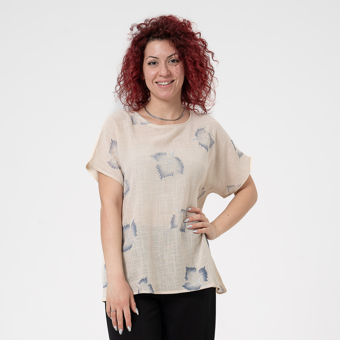 Блуза Големи Размери - 61019 Бежова