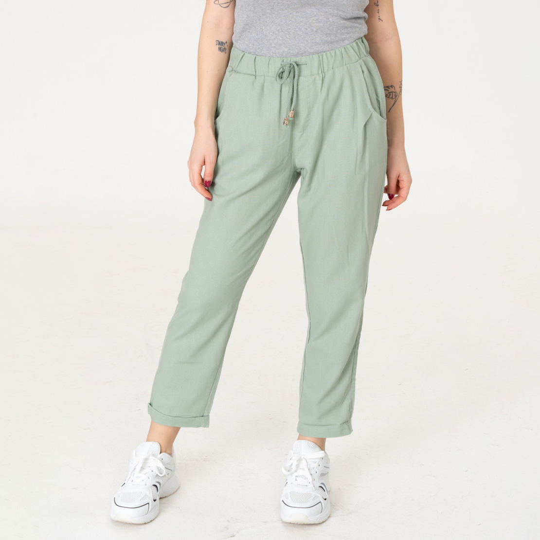 Ленен панталон - 160 Светло зелен