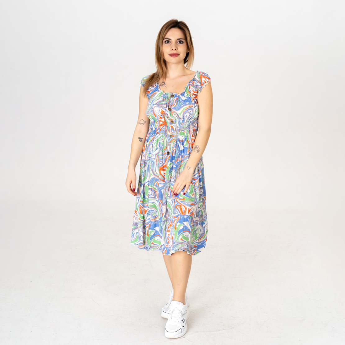 Дълга рокля - 9852 Синя