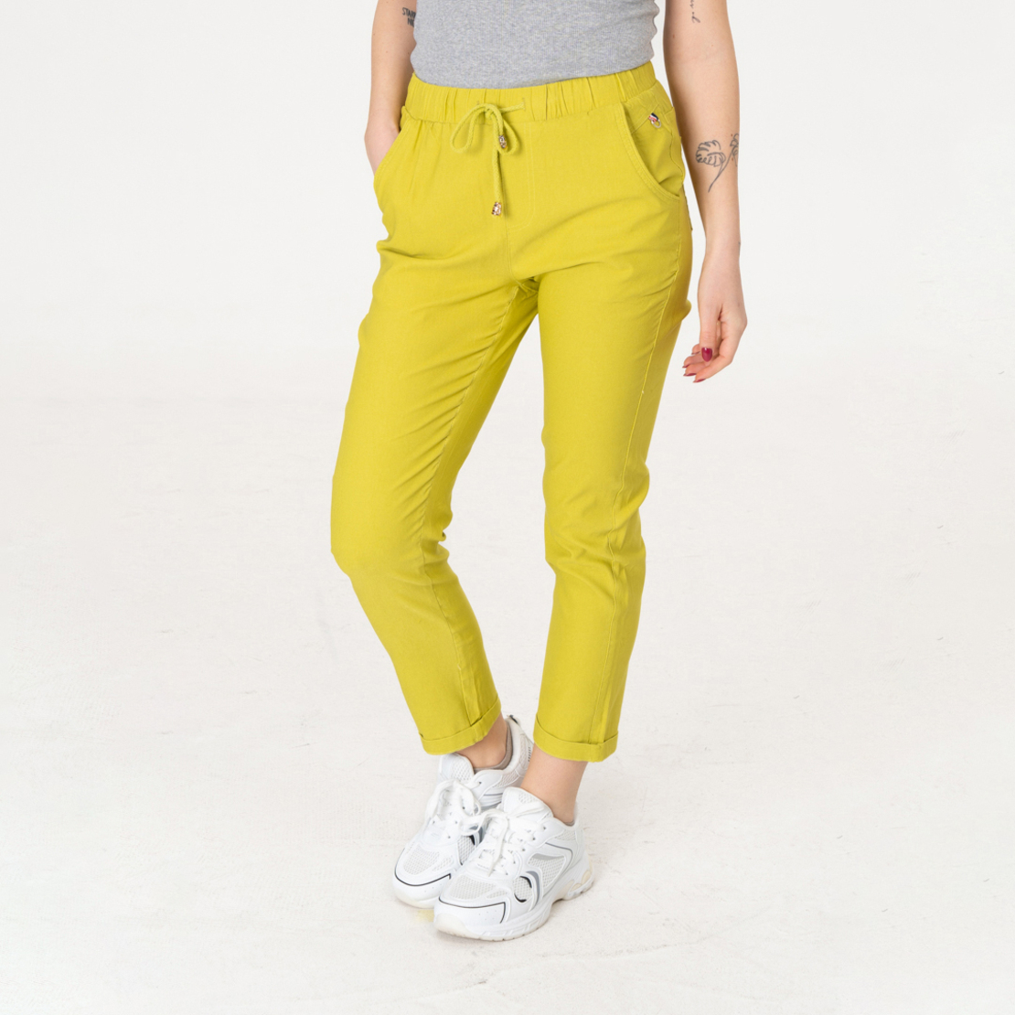 Памучен панталон - 216  Жълт