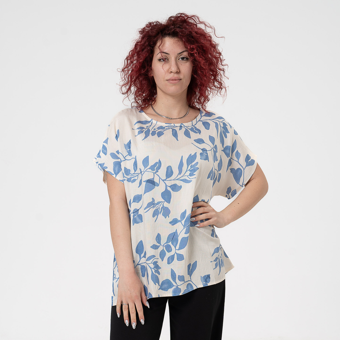 Блуза Големи Размери - 61017 Светло синя