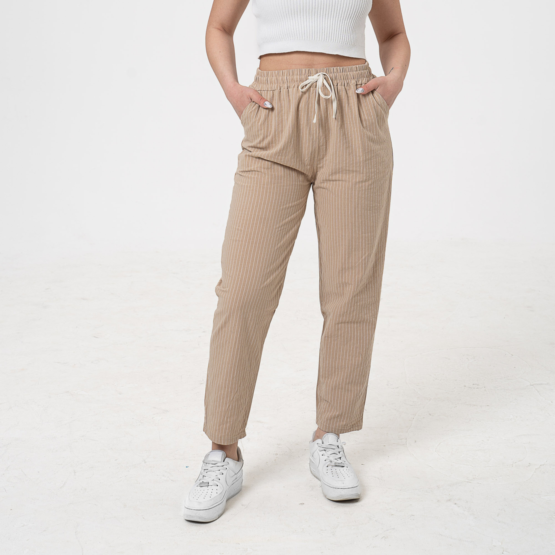 Памучен панталон - 26402 Бежов