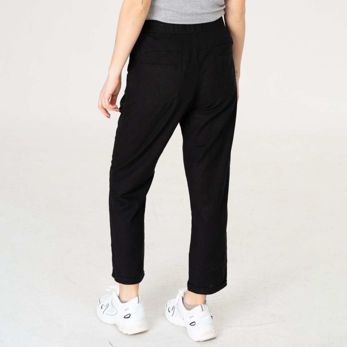 Ленен панталон - 160 Черен