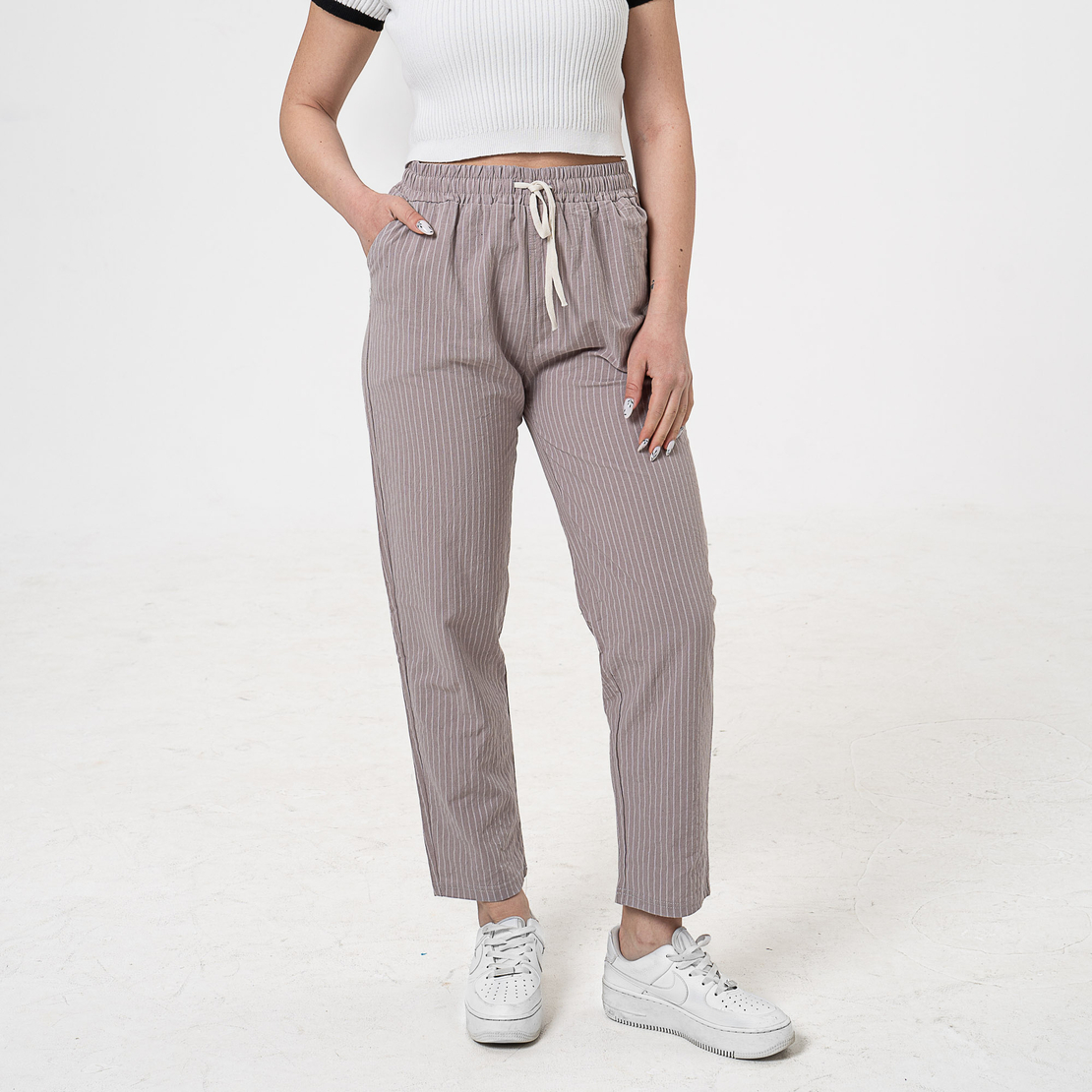 Памучен панталон - 26402 Тъмно бежов