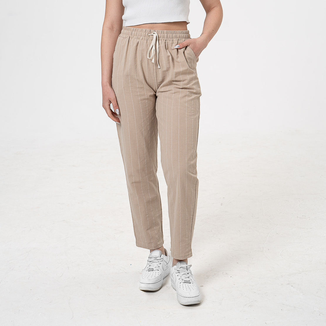 Памучен панталон - 26403 Бежов