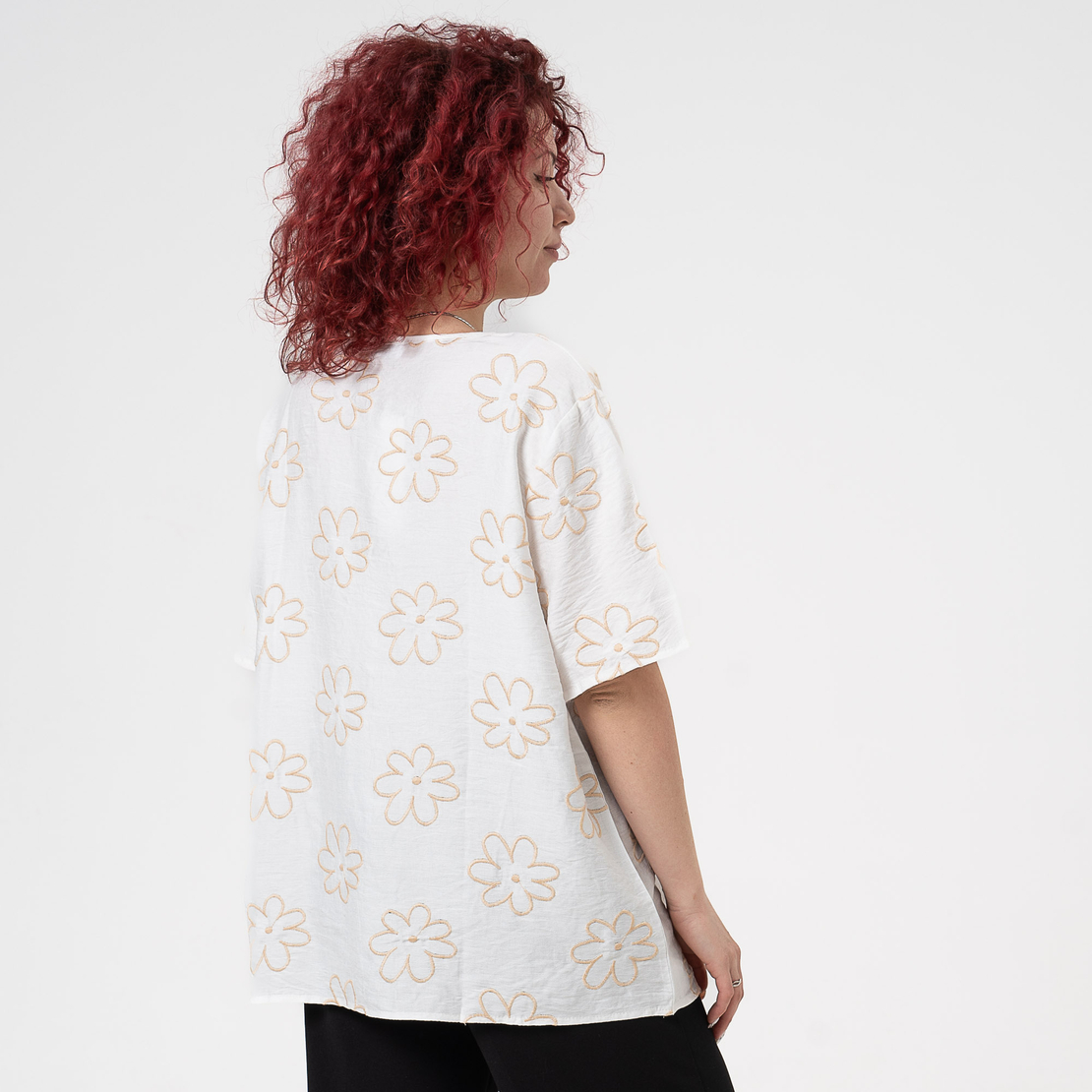 Блуза Големи Размери - 61020 Бяла