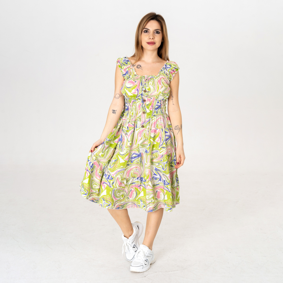 Дълга рокля - 9852 Зелена