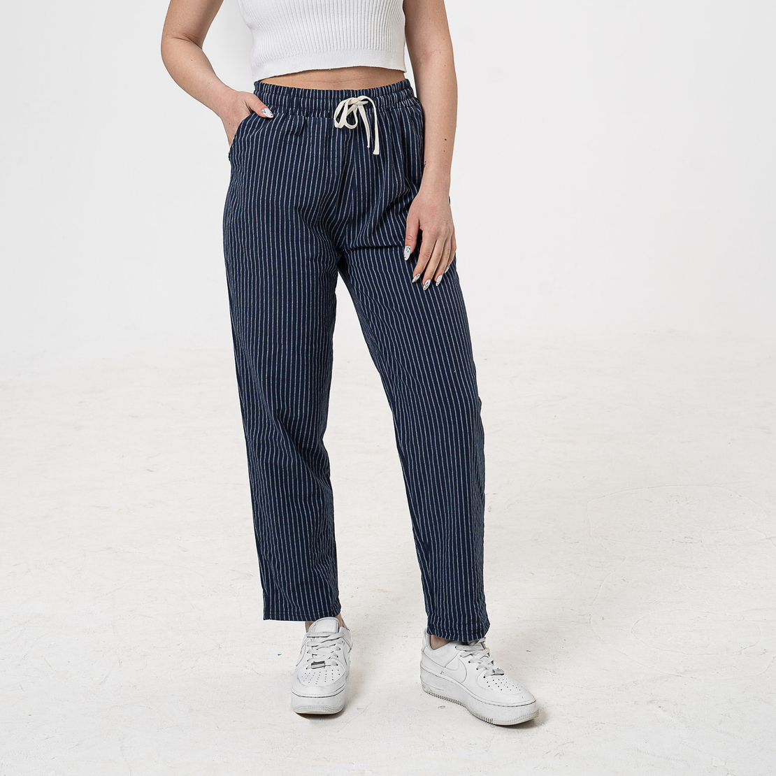 Памучен панталон - 26402 Тъмно син