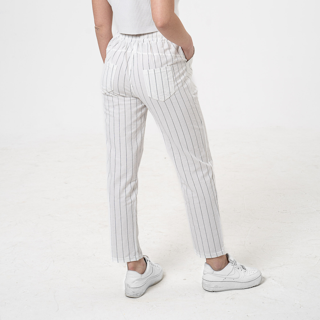 Памучен панталон - 26403 Бял