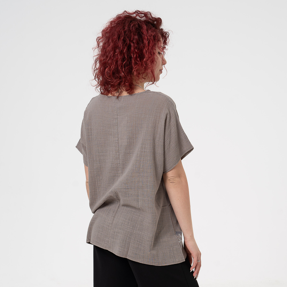 Блуза Големи Размери - 61019 Тъмно бежова