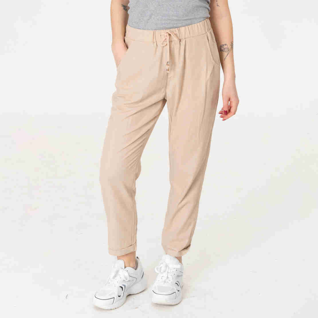 Ленен панталон - 160 Кремав