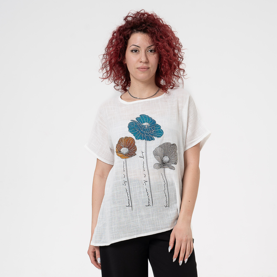 Блуза Големи Размери - 61018 Бяла