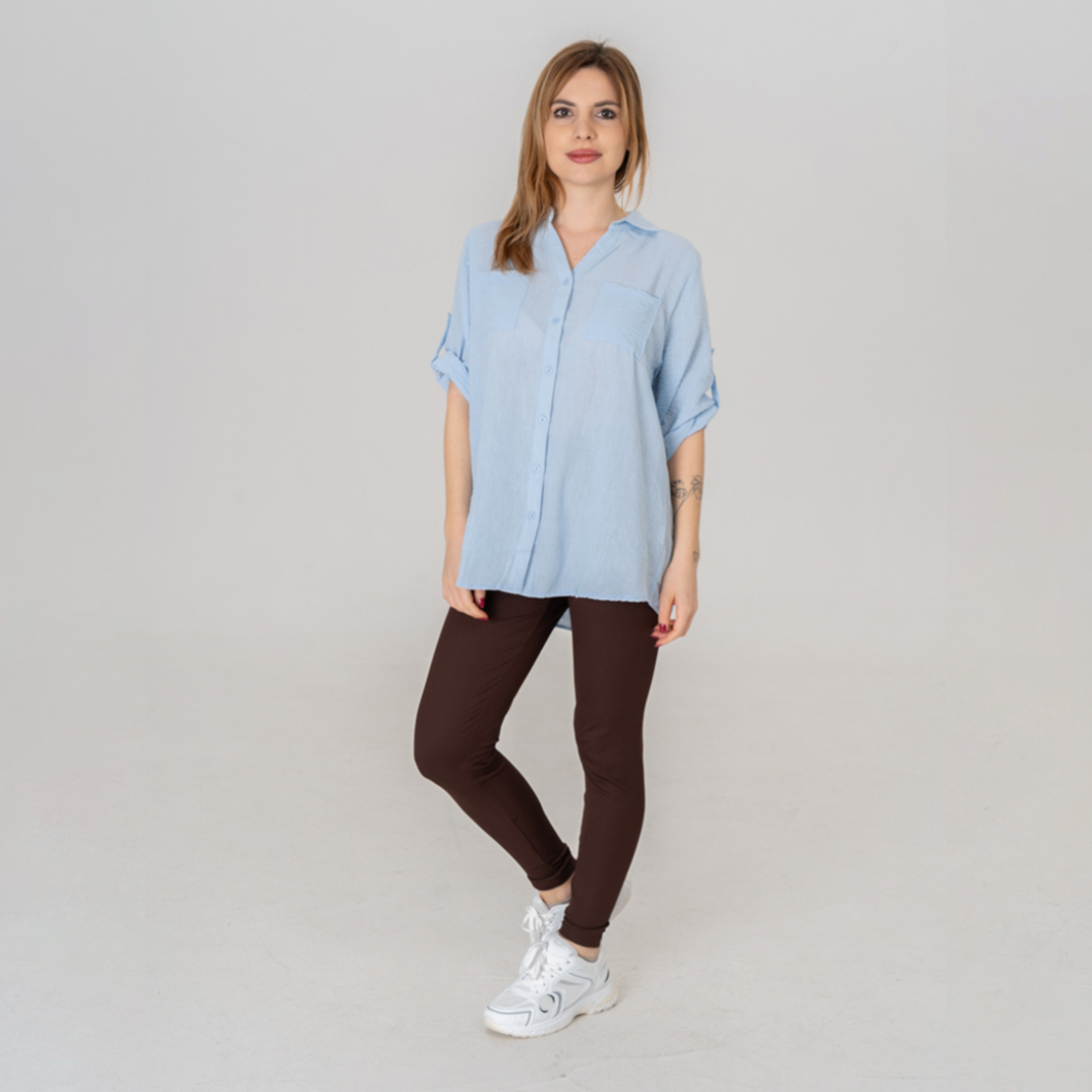 Ленена риза - 165 Синя