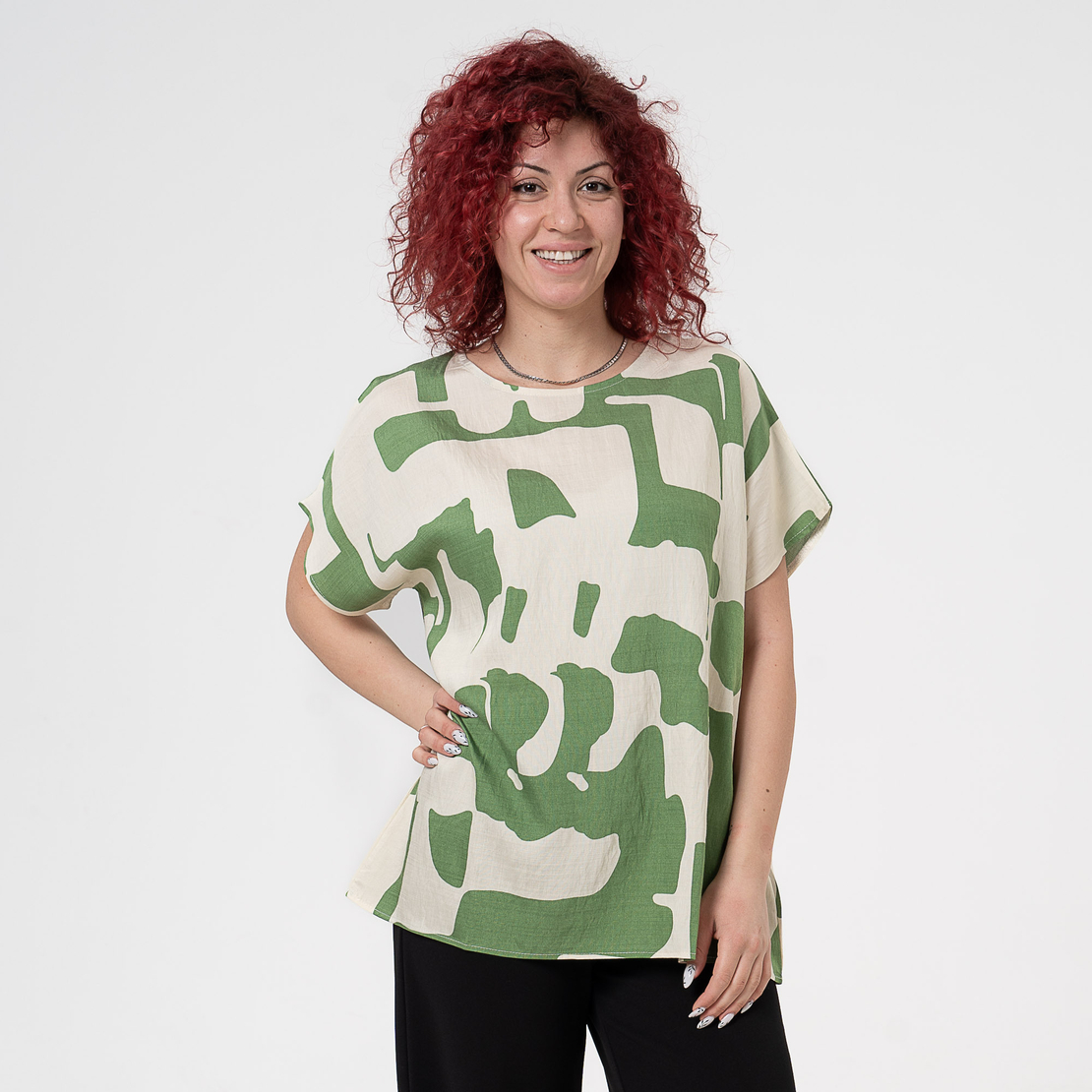Блуза Големи Размери - 61016 Зелена