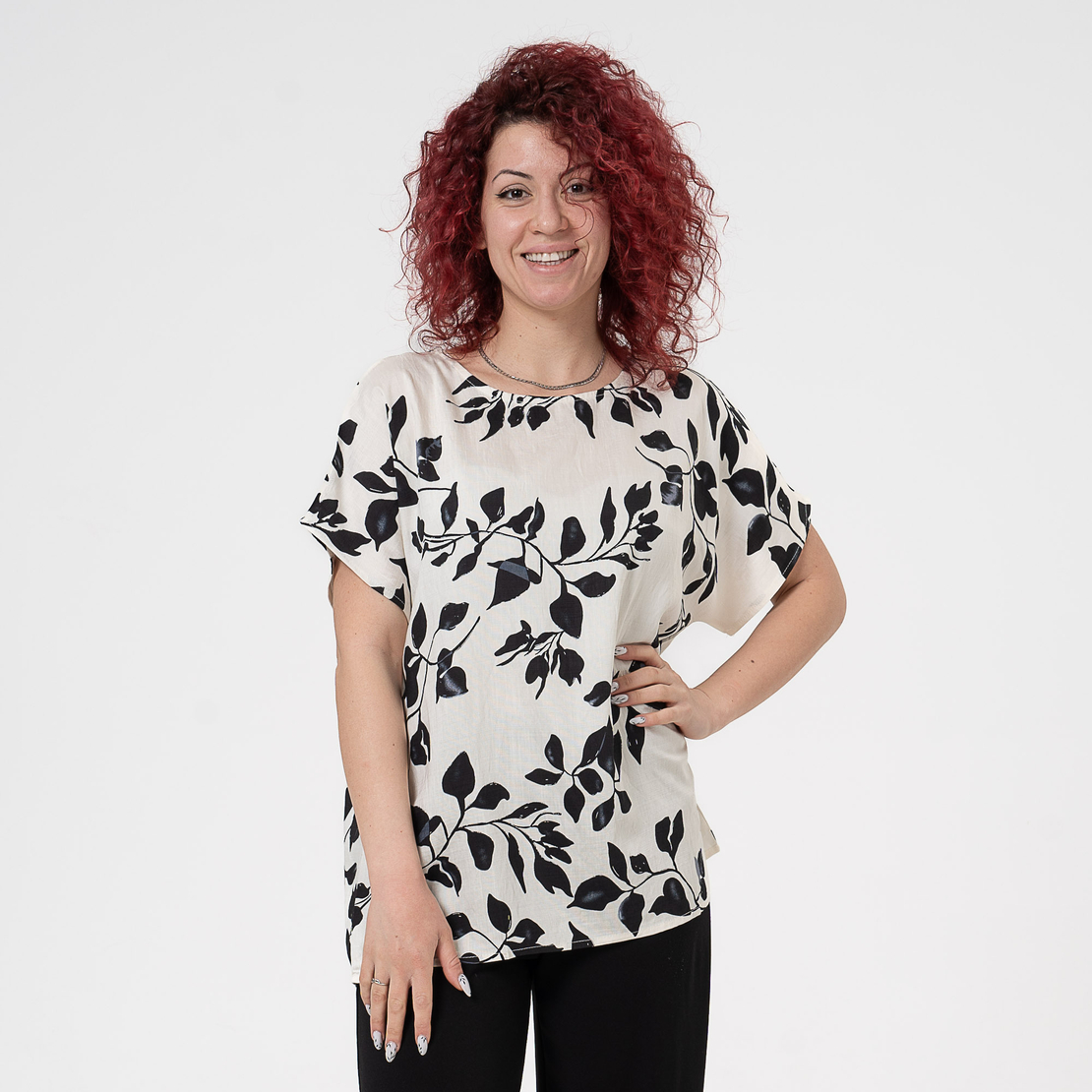 Блуза Големи Размери - 61017 Бяла