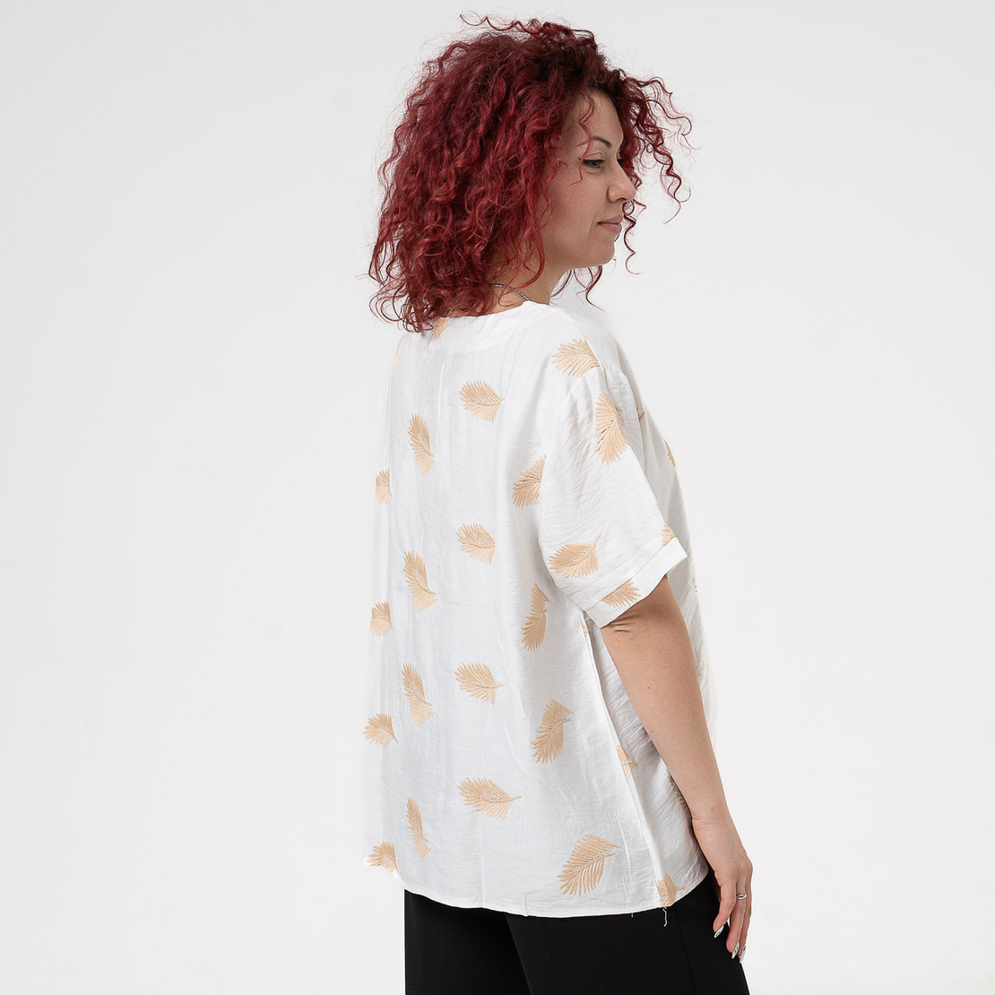 Блуза Големи Размери - 61021 Бяла
