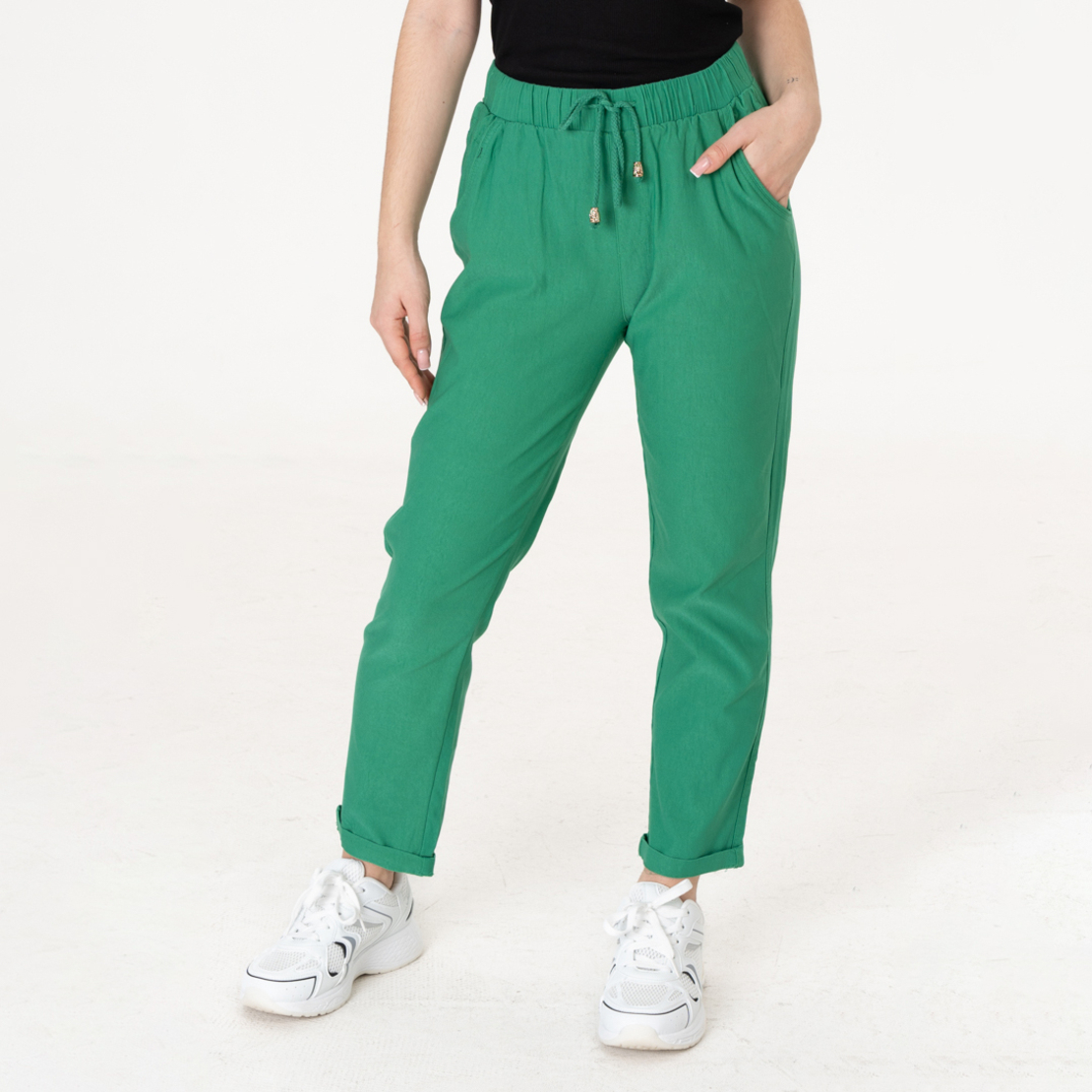 Памучен панталон - 216 Тревисто зелен