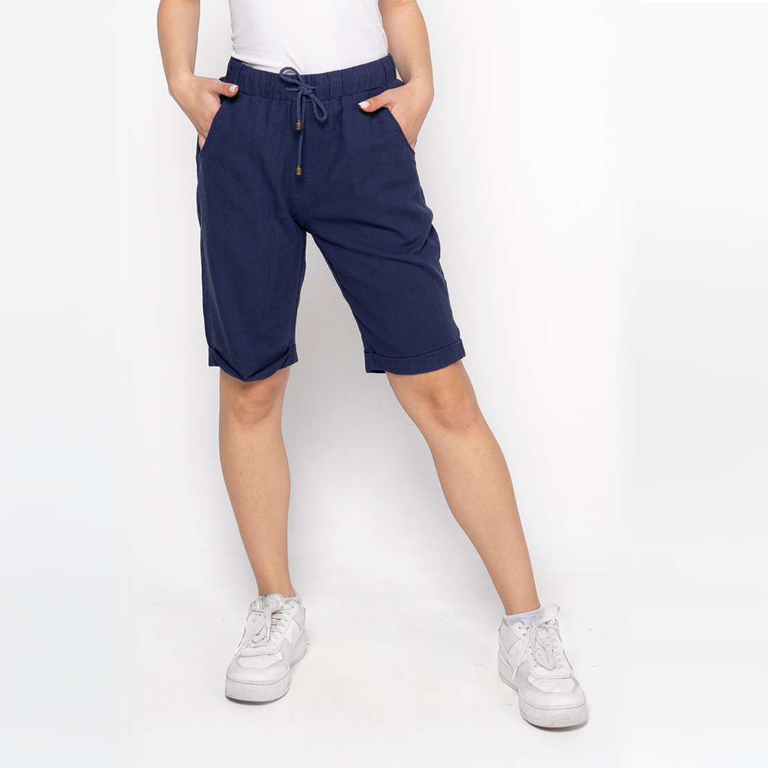 Къс Памучен панталон 151 - Тъмно син