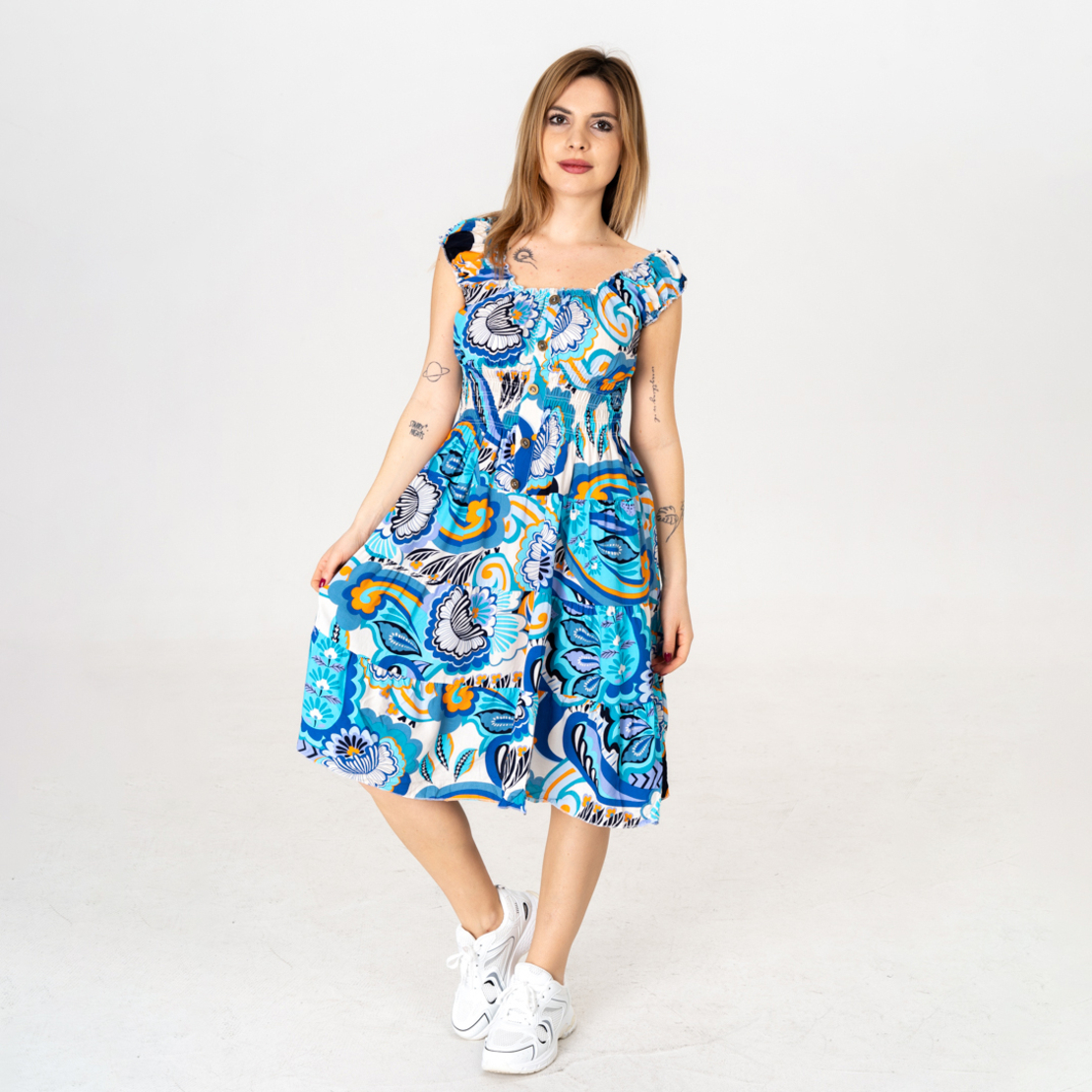 Дълга рокля - 9819 Синя