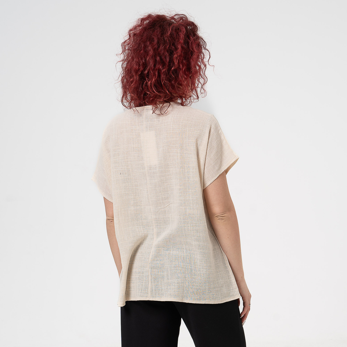 Блуза Големи Размери - 61018 Бежова