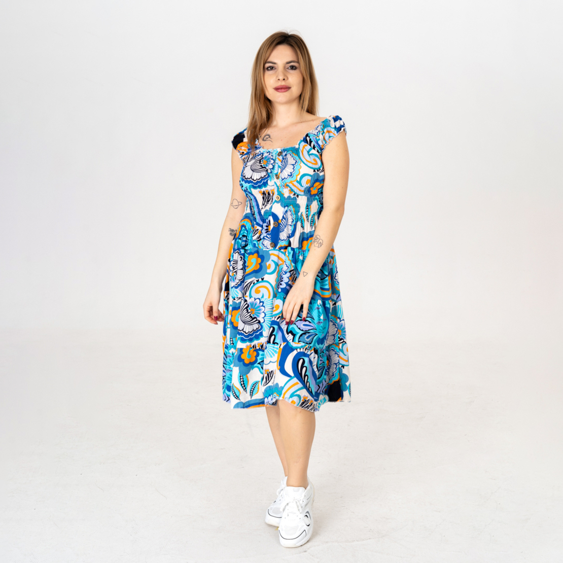 Дълга рокля - 9819 Синя