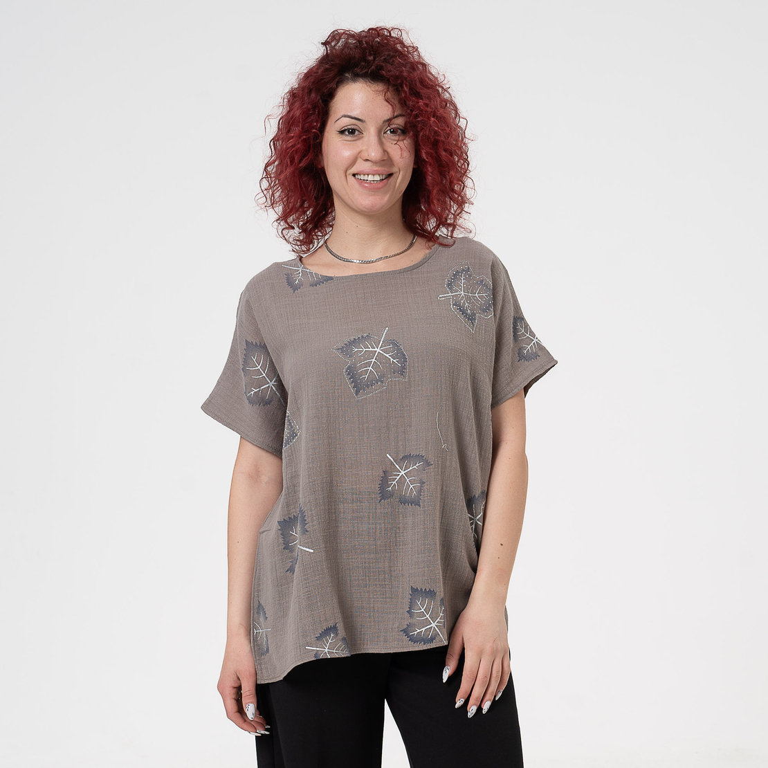 Блуза Големи Размери - 61019 Тъмно бежова