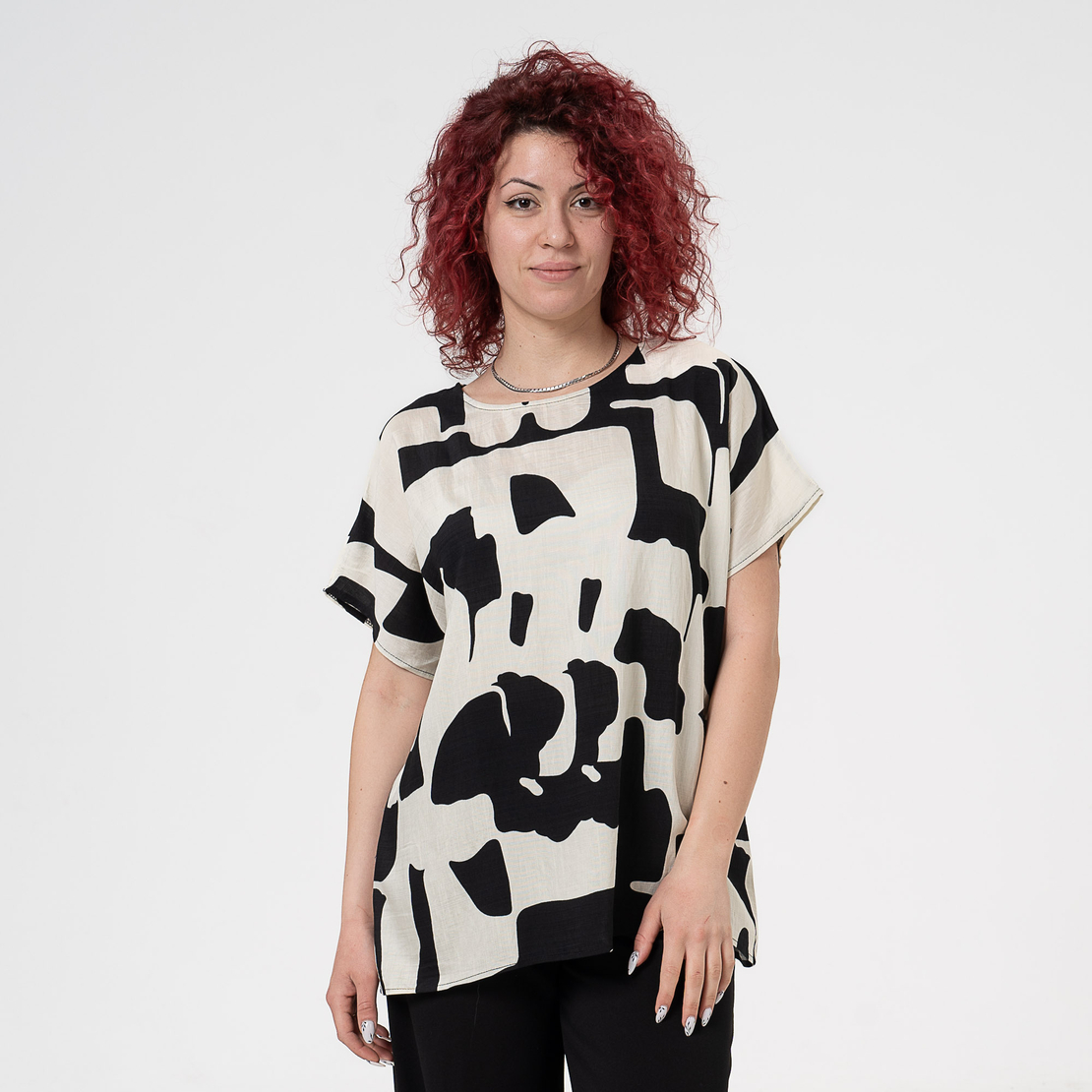 Блуза Големи Размери - 61016 Черна