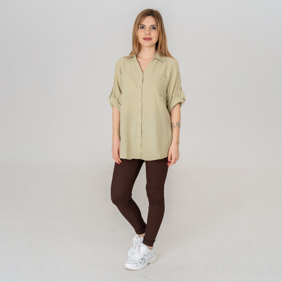 Ленена риза - 165 Зелена