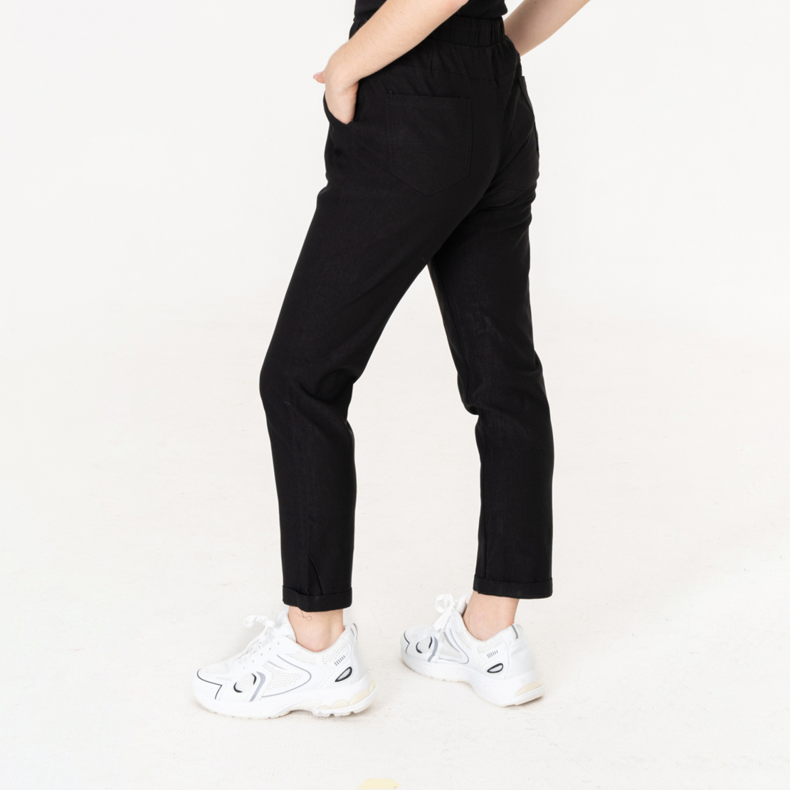 Памучен панталон - 216  Черен