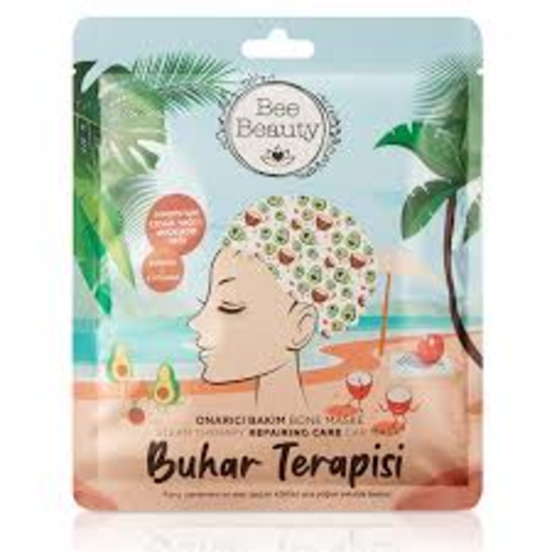 Маска за глава Bee Beauty с кокосово масло и масло от авокадо и парна терапия