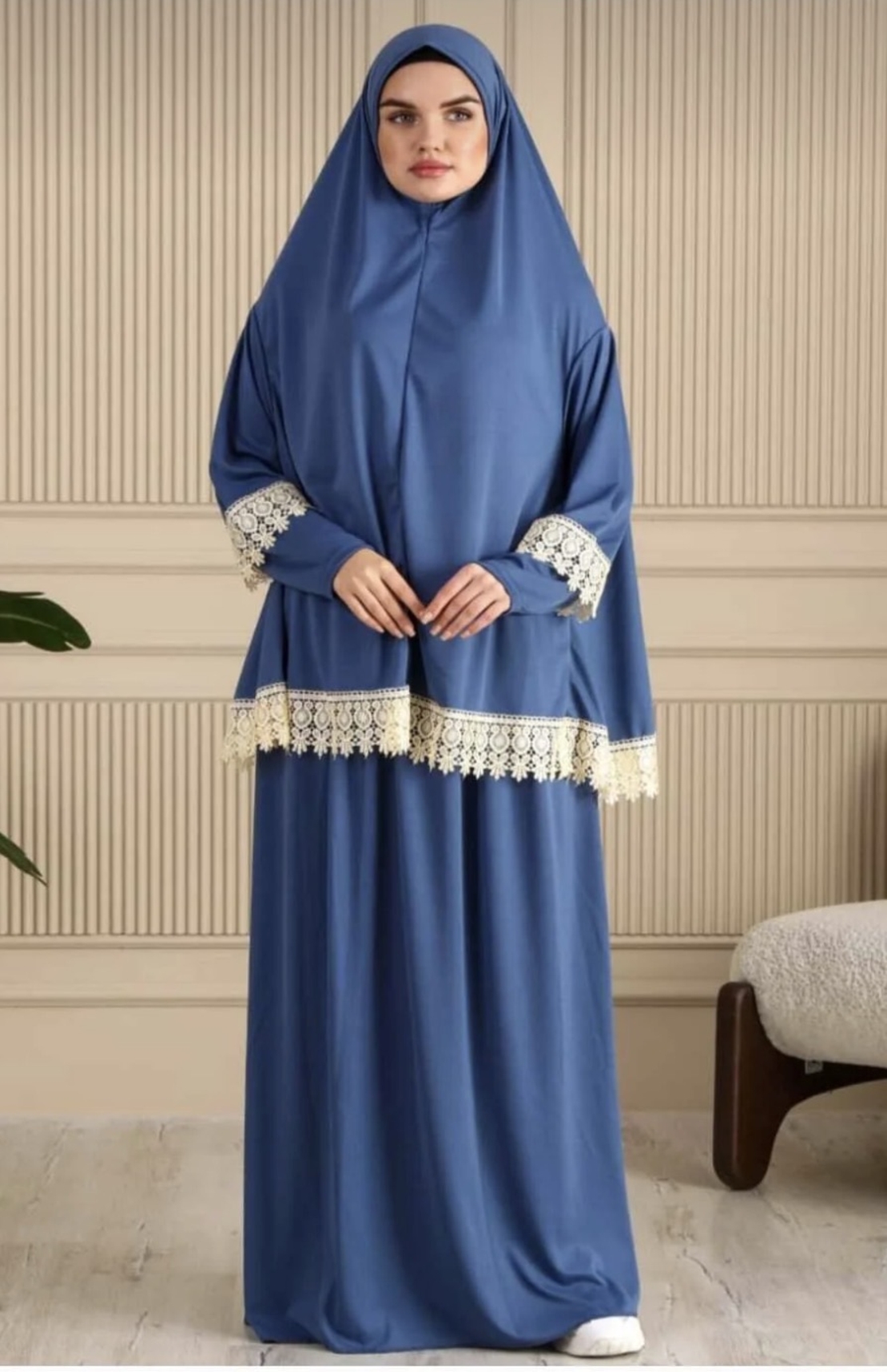 Молитвена рокля за жени с бродерия,дишаща материя