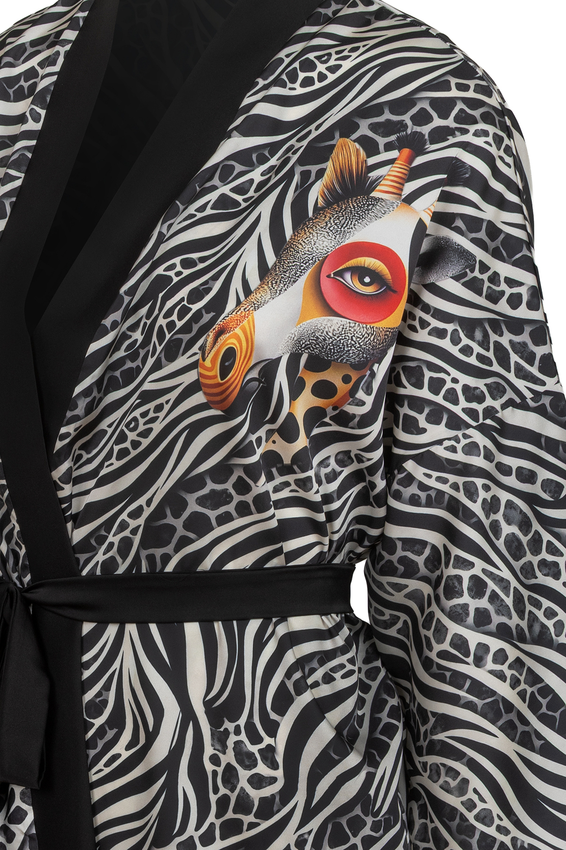 Zebra Muse - Satin Kimono