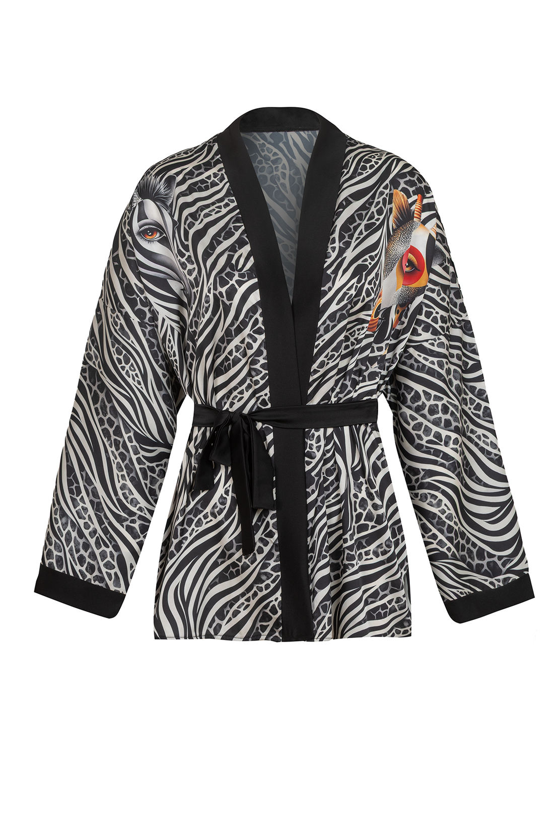 Zebra Muse - Satin Kimono