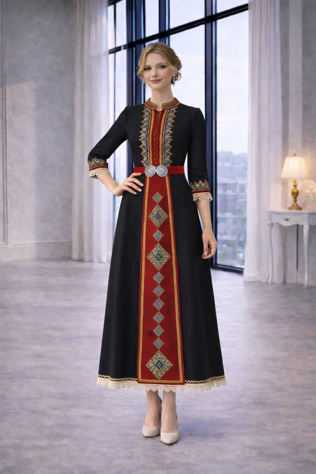 Рокля „Елица“- С фолклорен акцент и дантела