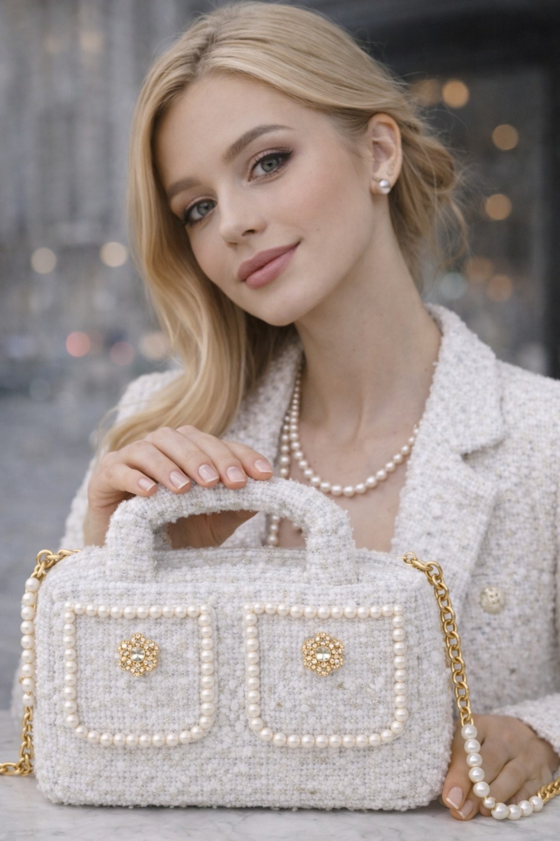 Lady Bouclé Pearl Noir & Blanc 01