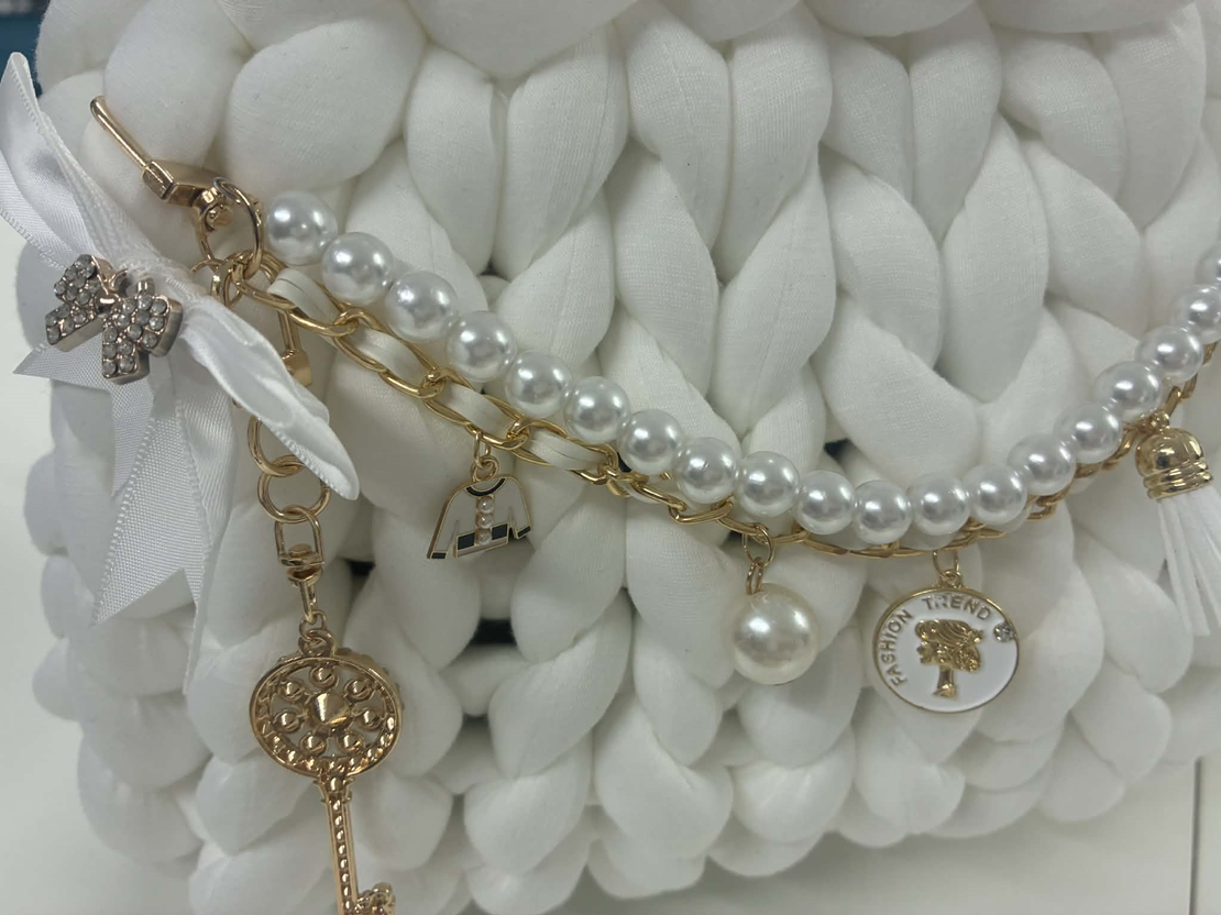 РЪЧНО ПЛЕТЕНА ЧАНТА - AURA LUX -Pearl