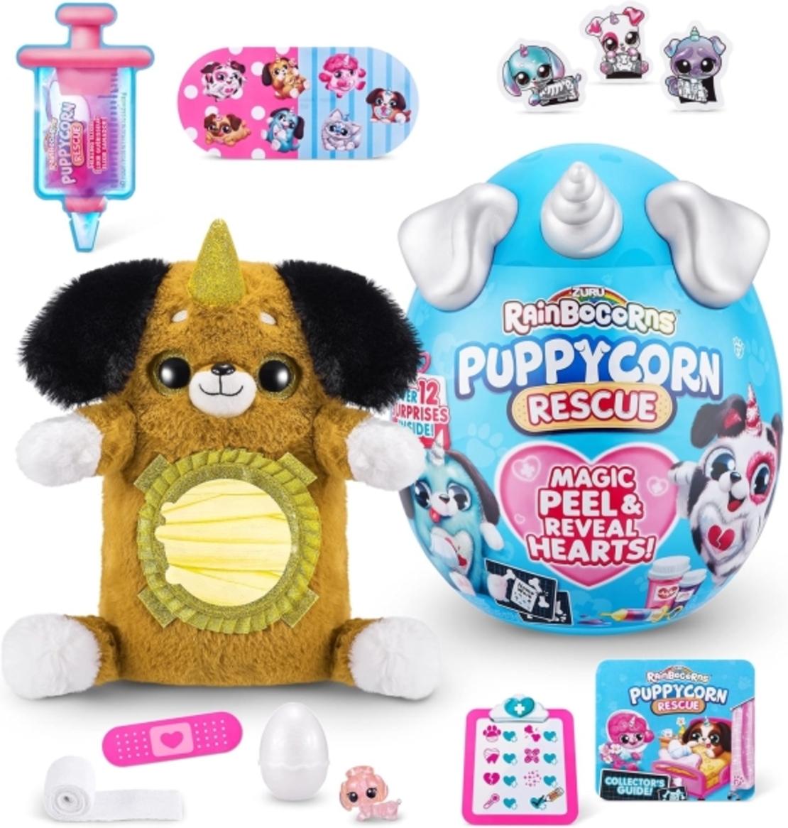 Плюшено кученце (7 дизайна) за лекуване Rainbocorns Puppycorn Rescue с изненада в яйце
