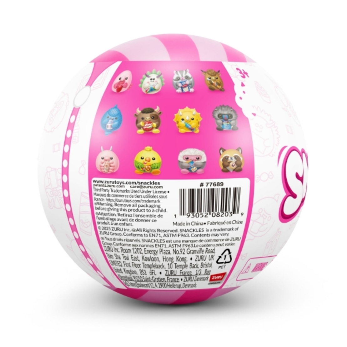Плюшено животинче Snackles Series 3 в топка с изненада - 12 дизайна, размер 12,7 см