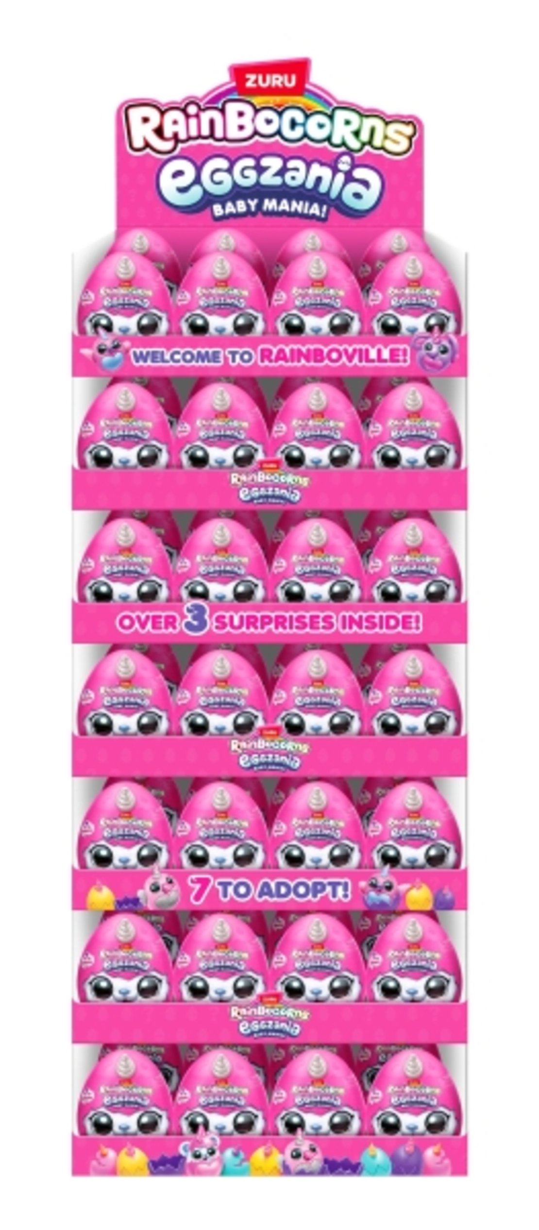 Eggzania Baby Mania Rainbocorns 7 дизайна display